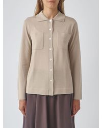 Max Mara - Pure Virgin Wool Polo Cardigan With Patch Pockets - Lyst