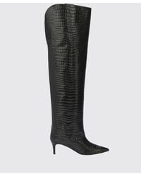 Philipp Plein - Croc-Embossed Leather Over-The-Knee Boots With Hexagon Logo - Lyst