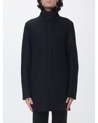 Herno - Single-Breasted Virgin Wool Coat With High Neck And Concealed Closure - Lyst