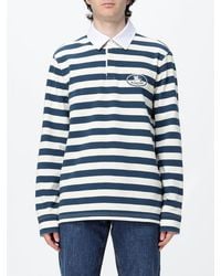 Burberry - Striped Cotton Long-Sleeve Polo Shirt With Ekd Logo - Lyst