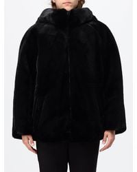 Emporio Armani - Reversible Faux Fur Jacket With Hood And Eagle Logo - Lyst