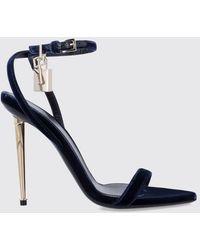 Tom Ford - Padlock Velvet Sandals With Stiletto Heel And Lock - Lyst