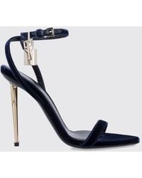 Tom Ford - Padlock Velvet Sandals With Stiletto Heel And Lock - Lyst
