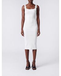 Versace Jeans Couture - Cotton Jersey Midi Sheath Dress With Square Neckline - Lyst
