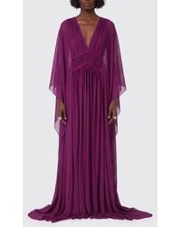Alberta Ferretti - Vestido De Crepé Con Capa Aplicada - Lyst