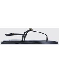 TOTEME - Leather Thong Sandals With Low Heel And Ankle Strap - Lyst