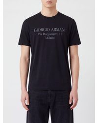 Giorgio Armani - Short-Sleeved Cotton T-Shirt With Contrasting Logo - Lyst