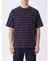 Sacai - Striped Cotton T-Shirt With Patch Pocket And Dropped Shoulders - Lyst