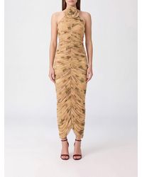 Magda Butrym - Draped Jersey Sheath Midi Dress With 3D Flower Appliqué - Lyst