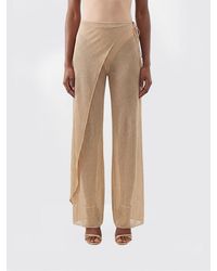 Oséree - Wide-Leg Lurex Jersey Wrap Trousers With Polka Dot Pattern - Lyst