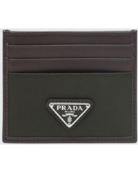 Prada - Calf Leather And Nylon Card Holder With Logo - Lyst