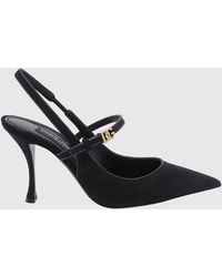 Dolce & Gabbana - Dolce &Amp Gabbana Suede Slingback Pumps With Dg Monogram And Stiletto Heel - Lyst