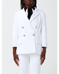 Elisabetta Franchi - Slim Fit Double-Breasted Crêpe Blazer With Peak Lapels - Lyst