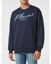 Philipp Plein - Cotton Crewneck Sweatshirt With Dropped Shoulders And Contrast Logo - Lyst