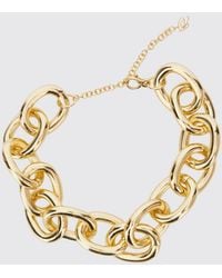 Blumarine - Chromed Brass Choker Necklace With Logo Detail - Lyst