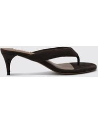 Alaïa - Suede Thong Mule Sandals With Mid-Stiletto Heel - Lyst
