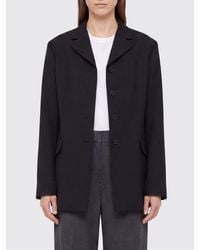 Jil Sander - Short Single-Breasted Virgin Wool Coat With Dropped Shoulders - Lyst