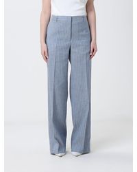 PT Torino - Pinstriped Linen And Cotton Palazzo Trousers - Lyst