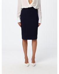 Elisabetta Franchi - High-Waisted Crêpe Midi Pencil Skirt With Slit - Lyst