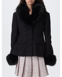 Self-Portrait - Veste En Tweed Bouclé À Finitions En Poils Synthétiques - Lyst