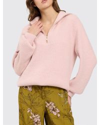 Twinset - Wool Blend Jumper With Sailor Collar And Half-Zip Closure - Lyst