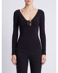Elisabetta Franchi - Long-Sleeved Slim Fit Top - Lyst