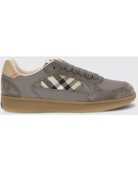 Burberry - Terrace Leather And Suede Sneakers With Vintage Check Motif - Lyst