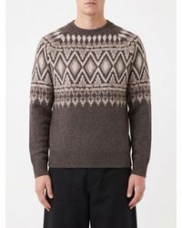 Ballantyne - Pull À Col Rond Slim Fit En Laine Avec Motif Jacquard Abstrait - Lyst