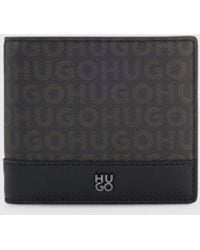 HUGO - Bifold-Portemonnaie Aus Leder Von Mit Logo-Print Und Kartenfächern - Lyst