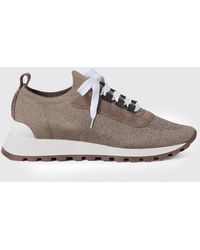 Brunello Cucinelli - Cotton And Lurex Knit Sneakers - Lyst