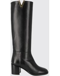 Via Roma 15 - Smooth Leather Knee-High Boots With Medium Heel - Lyst