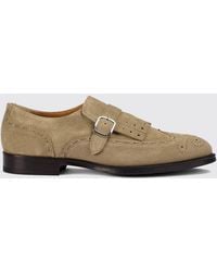 Doucal's - Suede Monk Strap Shoes With Fringes And Adjustable Strap - Lyst
