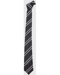 Saint Laurent - Corbata De Pura Seda Con Un Clásico Estampado De Rayas Regimentales - Lyst