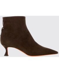 Santoni - Suede Ankle Boots With Spool Heel And Almond Toe - Lyst
