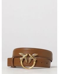 Pinko - Leather Belt With Metal Love Birds Logo Buckle - Lyst