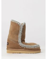 Mou - Eskimo Suede Boots With Wool Stitching - Lyst