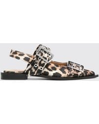 Ganni - Animal Print Recycled Polyester Slingback Ballerina Flats - Lyst