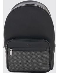 BOSS - Faux-Leather Backpack With Emed Logo And Front Zip Pocket - Lyst