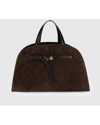 Tory Burch - Romy Leather And Suede Tote Bag With Metal Double T Logo - Lyst
