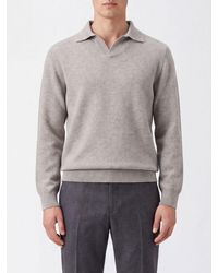 Brunello Cucinelli - Long-Sleeved V-Neck Polo - Lyst