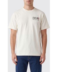 Sporty & Rich - Sporty &Amp Rich Crewneck Cotton T-Shirt With A Contrast Logo Print - Lyst