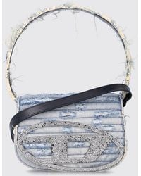 DIESEL - 1Dr Mini Denim Bag With Rhinestone Oval D Logo - Lyst