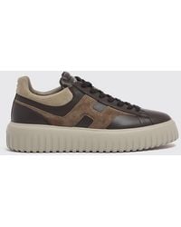 Hogan - H-Stripes Leather And Suede Trainers With H Logo And Platform Sole - Lyst