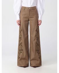 Ermanno Scervino - Embroidered Openwork Viscose Flare Trousers - Lyst