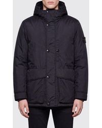 Stone Island - Short Water-Repellent Parka With Adjustable Hood And Logo - Lyst