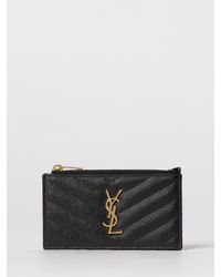 Saint Laurent - Cassandre Kreditkartenetui Aus Grain De Poudre Leder - Lyst