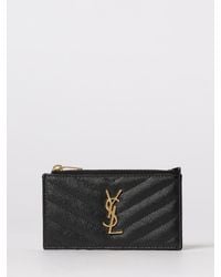 Saint Laurent - Cassandre Grain De Poudre Leather Credit Card Holder - Lyst