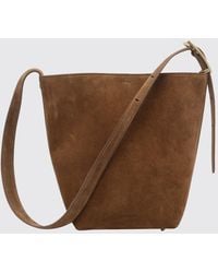 Anine Bing - Elly Suede Calf Leather Bucket Bag With Embossed Logo - Lyst