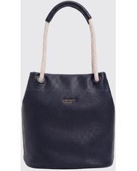 Twinset - Grained Faux Leather Shoulder Bag With Double Handle And Metal Logo - Lyst