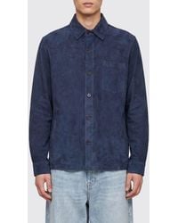 Arma - Suede Leather Shirt With French Collar And Patch Pockets - Lyst